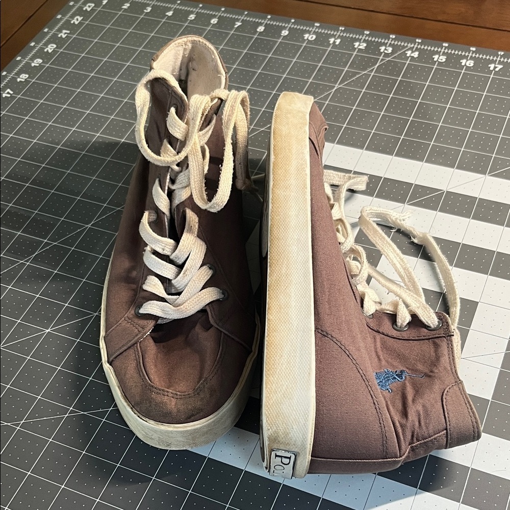 Polo Casual Brown High-Top Sneakers with White Laces